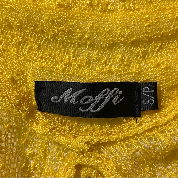 MOFFI women yellow crotchet open front kimono style cardigan. Size S. Pre-owned - Picture 4 of 11